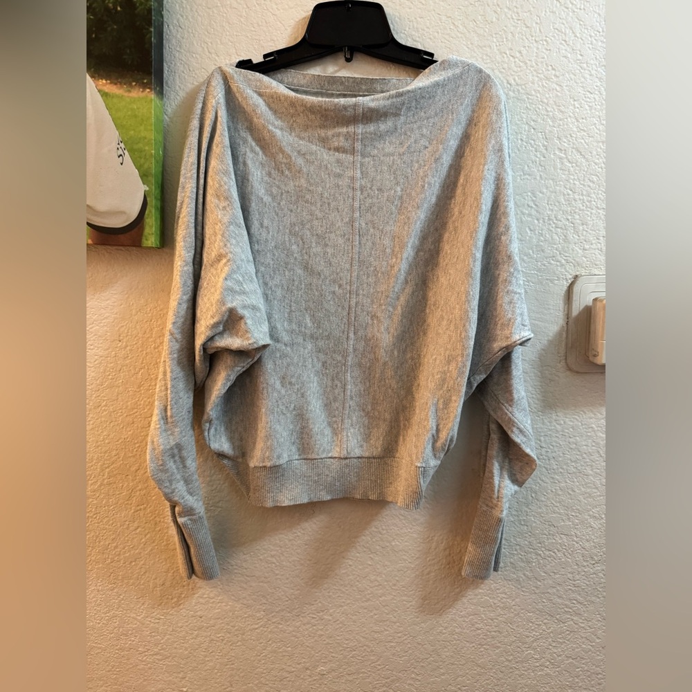 All Saints Light Gray Off-the-Shoulder Sweater
